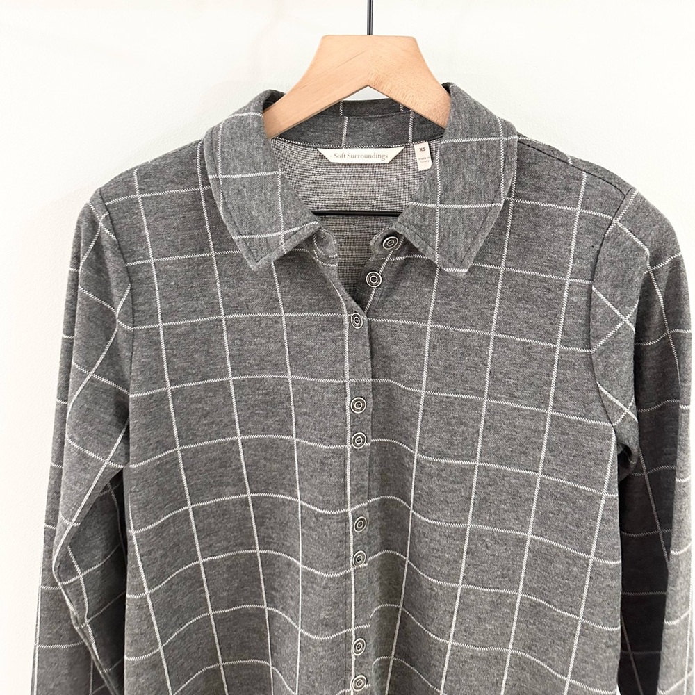 Soft Surroundings Button Front Windowpane Tunic G… - image 4